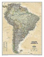 South America Wall Map Executive Tan National Geographic