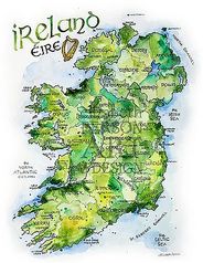 Ireland Watercolor Map Illustration - 11" x 14"