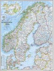 Scandinavia Wall Map Classic Blue National Geographic