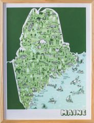 Maine Illustrated Wall Map Poster Print Brainstorm