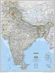 India Wall Map Classic Blue Poster National Geographic