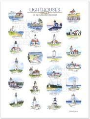 Lighthouses Watercolor Art by Elizabeth Person