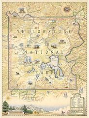 Yellowstone National Park Hand Drawn Wall Map Illustration Poster