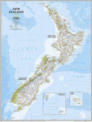 New Zealand Wall Map Classic Blue National Geographic