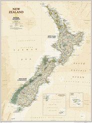 New Zealand Wall Map Executive Tan National Geographic Poster