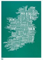 Ireland Typographic Wall Map Decorative Poster