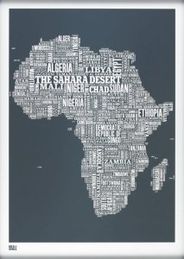 Africa Typographic Wall Map Decorative