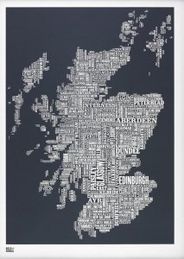 Scotland Typographic Wall Map Print Poster