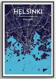 Helsinki City Map Graphic Wall Art Point Two
