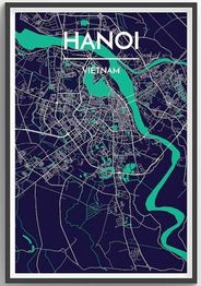 Hanoi Vietnam City Map Art Map Poster using Streets and Colors