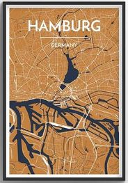 Hamburg City Map Graphic Wall Art Point Two