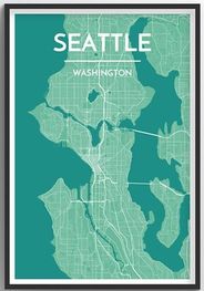 Seattle Map Print ( Light Green) by Point Two