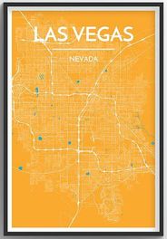 Las Vegas Nevada City Map Art Wall Graphic using Streets and Colors