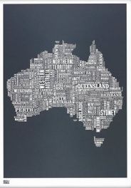 Australia Typographic Wall Map Poster