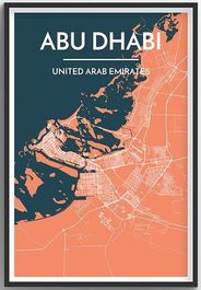 Abu Dhabi City Map Art Poster Street Illustration