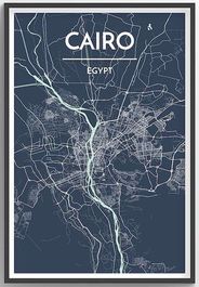 Cairo Egypt City Map Art Wall Graphic using Streets and Colors