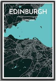 Edinburgh City Map Graphic Point Two Wall Map