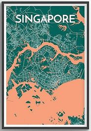 Singapore City Map Graphic Wall Art Point Two