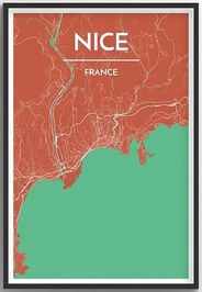 Nice City Map Graphic Wall Art Point Two