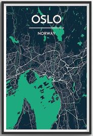 Oslo Norway City Map Art Wall Graphic using Streets and Colors