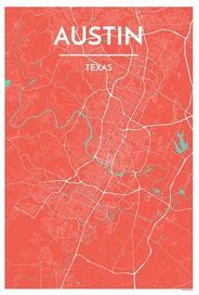 Austin City Map Graphic Wall Poster Point Two