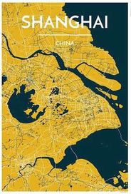 Shanghai City Map Graphic Wall Art Point Two