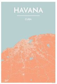 Havana Cuba City Map Art Wall Map using Streets and Colors