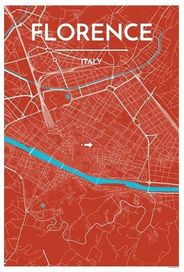 Florence Italy City Map Art Graphic using Streets and Colors