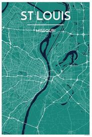 St Louis City Map Graphic Wall Art Point Two