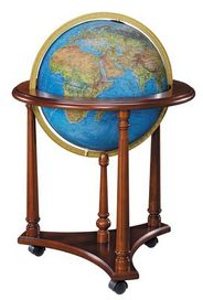 LaFayette World Globe, 16" Illuminated Floor Globe - Blue Ocean