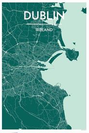 Dublin City Map Graphic Wall Poster Point Two
