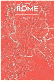 Rome Italy City Map Art Wall Graphic using Streets and Colors