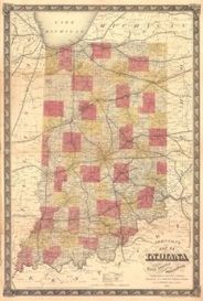 Indiana 1858 Antique Map Replica