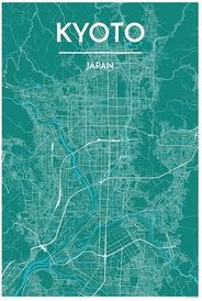 Kyoto City Map Graphic Wall Art Point Two