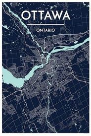 Ottawa Ontario Canada City Map Art Wall Graphic using Streets and Colors