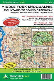 Middle Fork Snoqualmie Recreation Hiking Map Topo Waterproof Green Trails 174SX