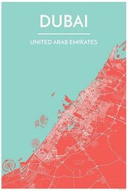 Dubai City Map Graphic Wall Poster Point Two