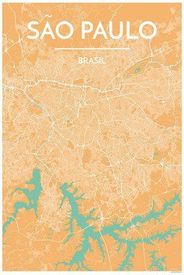 Sao Paulo City Map Graphic Wall Art Point Two