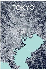 Tokyo City Map Graphic Wall Art Point Two