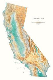 California State Wall Map Shaded Relief Topographic by Raven Maps