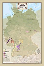 Germany Wine Regions Wall Map with Shaded Relief