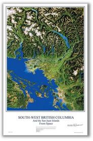SW British Columbia from Space Satellite Wall Map