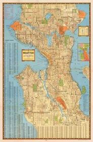 Antique Map of Seattle, WA circa 1940