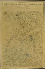 Puget Sound Antique Original 1908 Map mounted on cloth