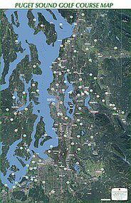 Puget Sound Golf Wall Map Paper Laminated Kroll