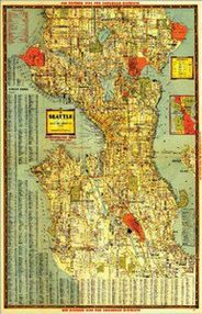 Antique Map of Seattle, WA circa 1947