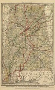 Antique Map of Alabama 1888