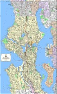 Seattle Detailed Street Map - Large (3'x6') Wall Map