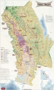 Napa Valley Wine Regions Vineyards and AVAs Wall Map with Shaded Relief