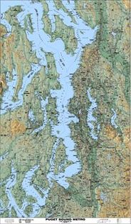 Puget Sound Arterial Shaded Relief Map